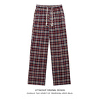 HTTAOSUP Retro Plaid Wide-Leg Pants
