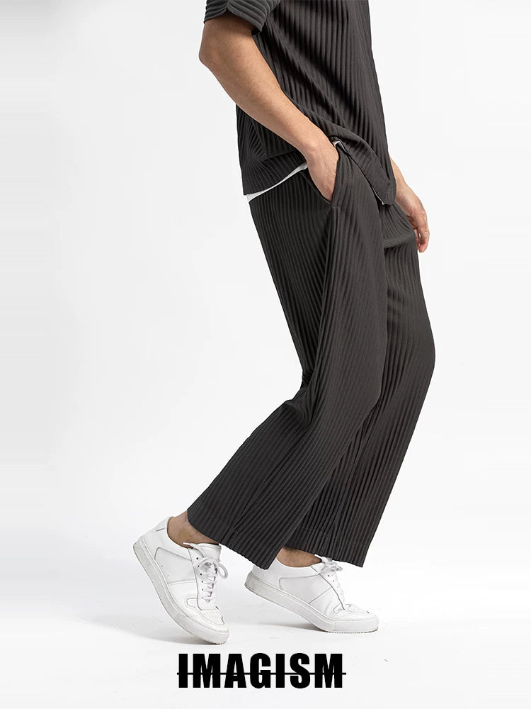 IMAGISM Japanese Non Miyake Pleated Drape Wide Leg Pants JF150