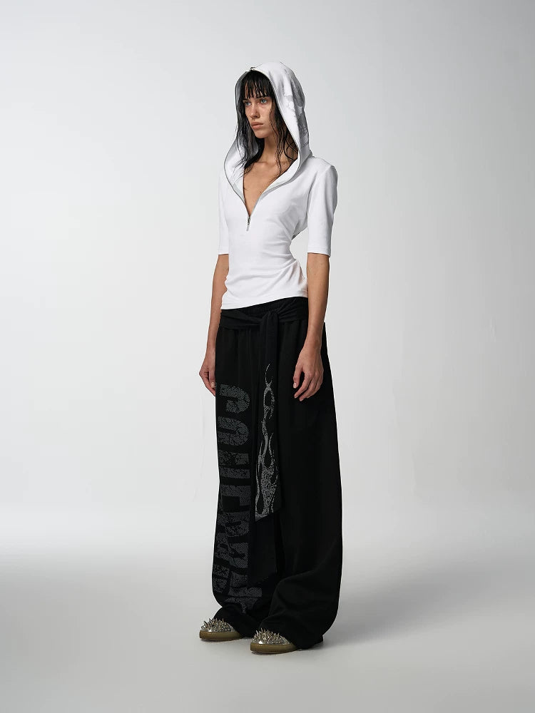 noEmosen Confront Slogan Flame Streamer Sweatpants