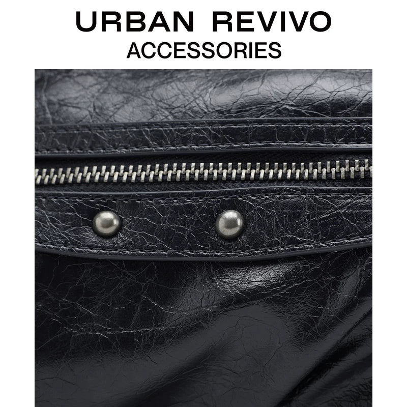 Urban Revivo Women's Oil Wax Leather Shoulder Bag