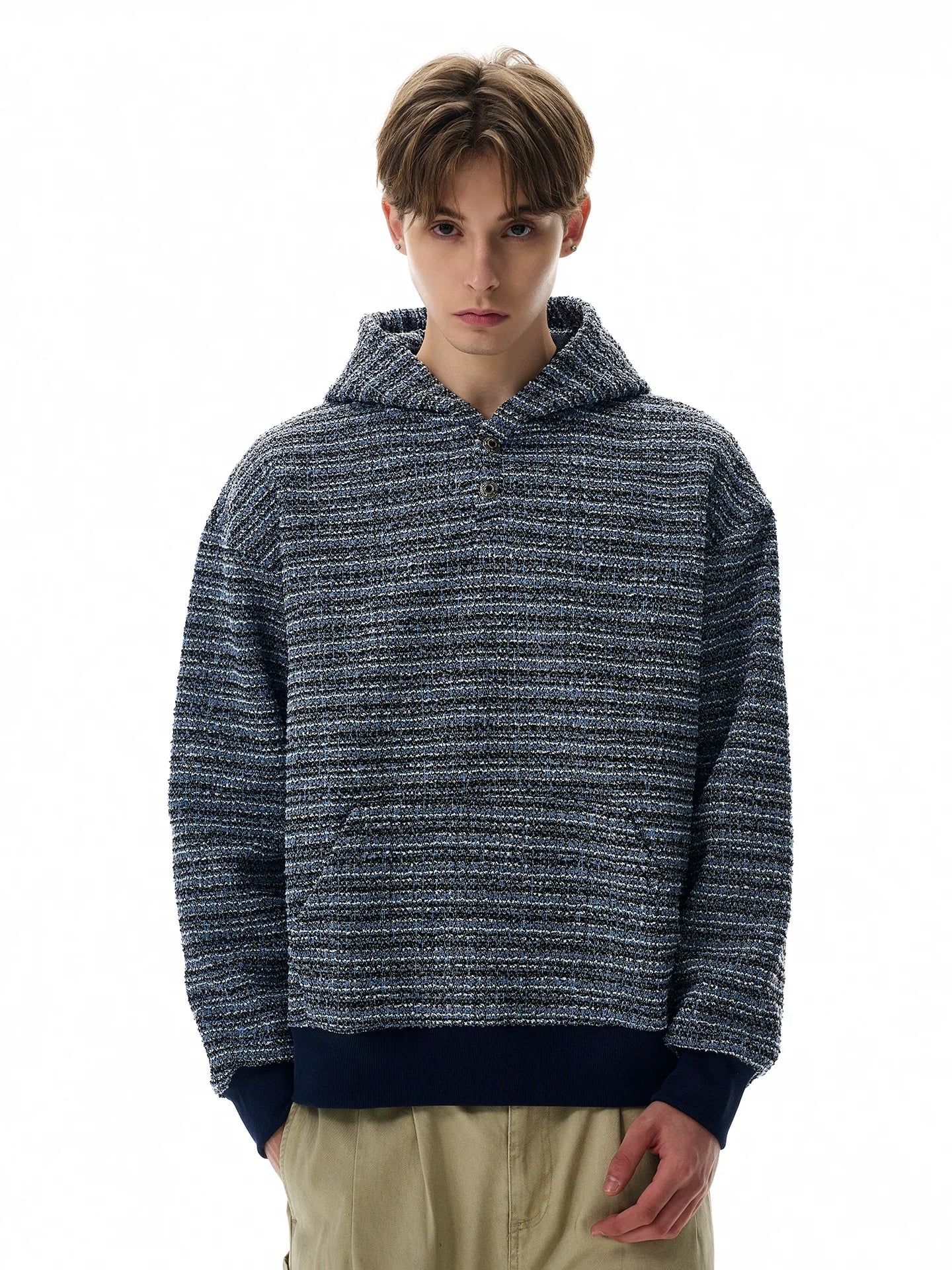 A PUEE Retro Small Fragrant Woven Hooded Sweater