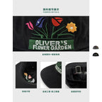 SONDER SHOP Flower Embroidered Flat Brim Hat