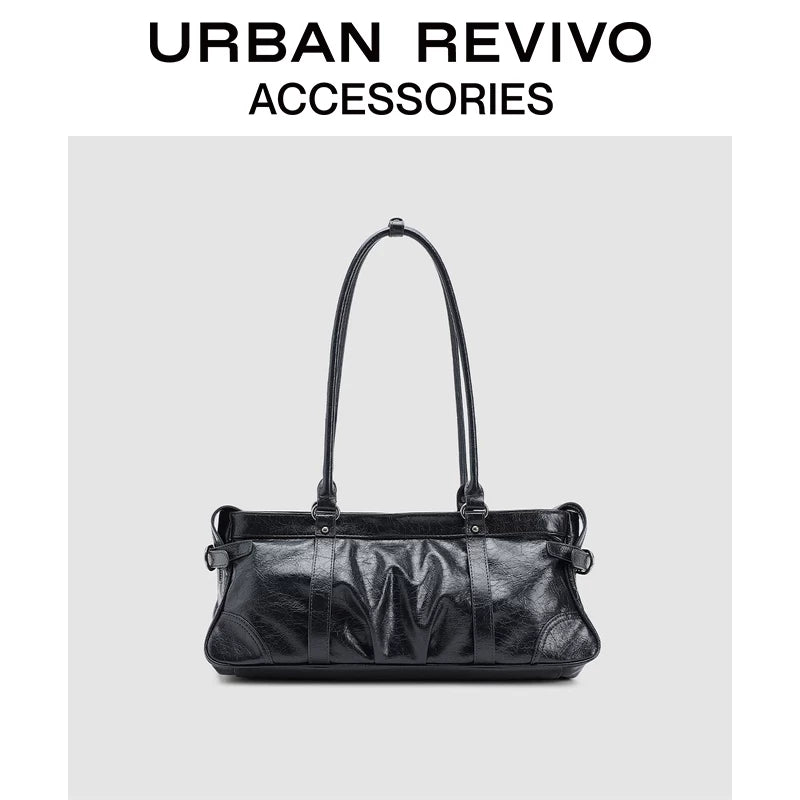 Urban Revivo Women's Oil Wax Leather Shoulder Bag