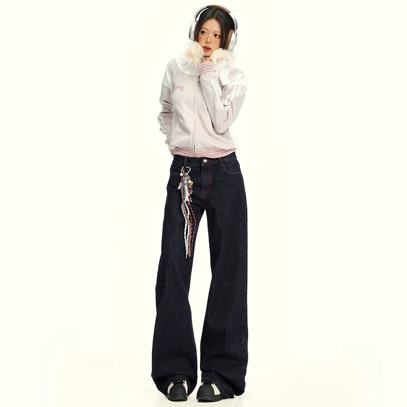 KPSR Contrasting Color Loose and Thin Drape Jeans