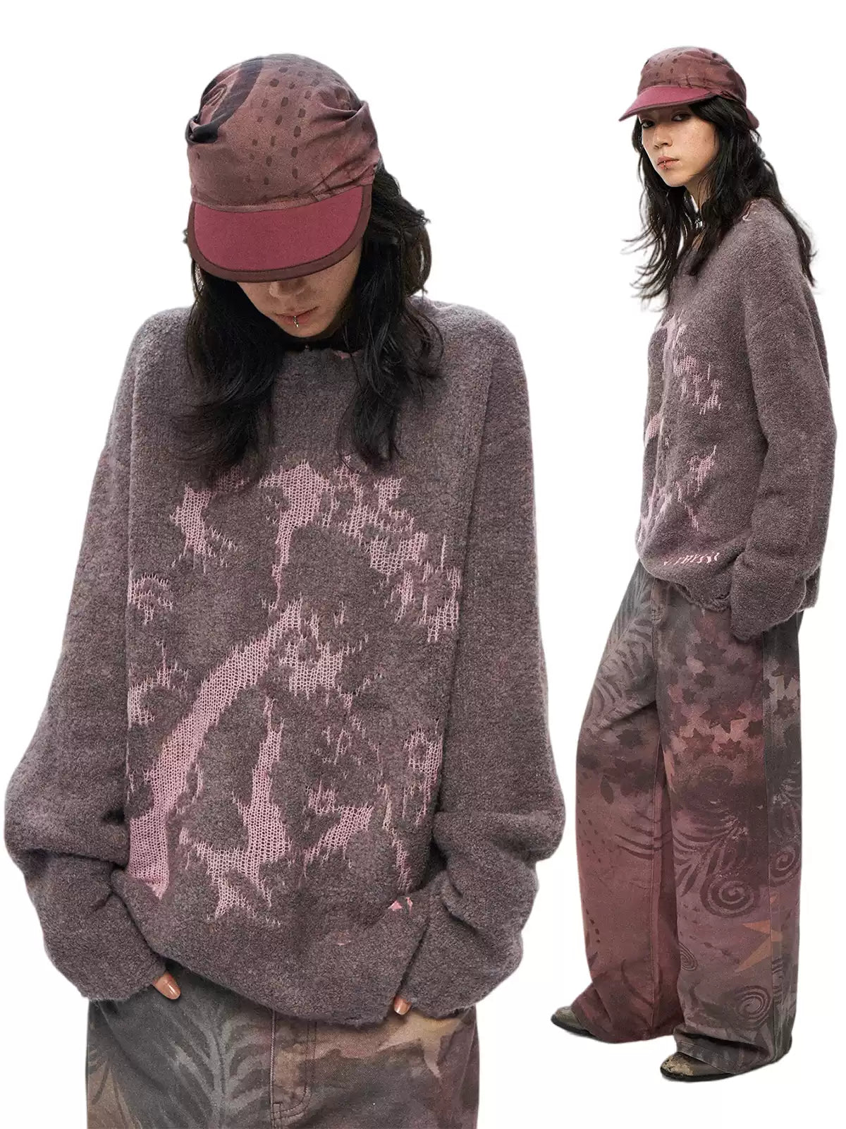 Physics Boy Wildflower Wool Contrast Pullover Sweater