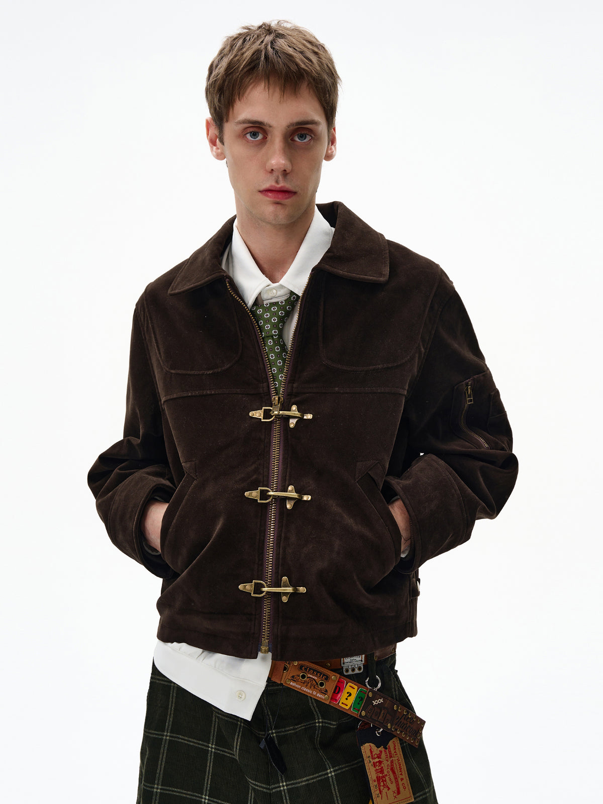 MADWITCH Deconstructed Splicing Aircraft Buckle Short Jacket