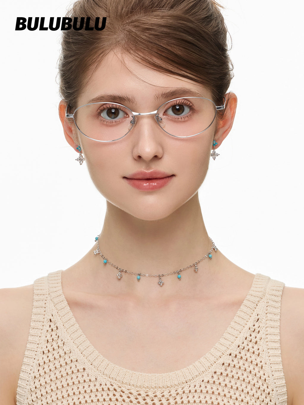 BULUBULU Rime Turquoise Silver Necklace