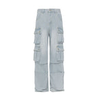 TRYTHMCLUB Vintage Wide Leg Straight Loose Multi-Pocket Jeans