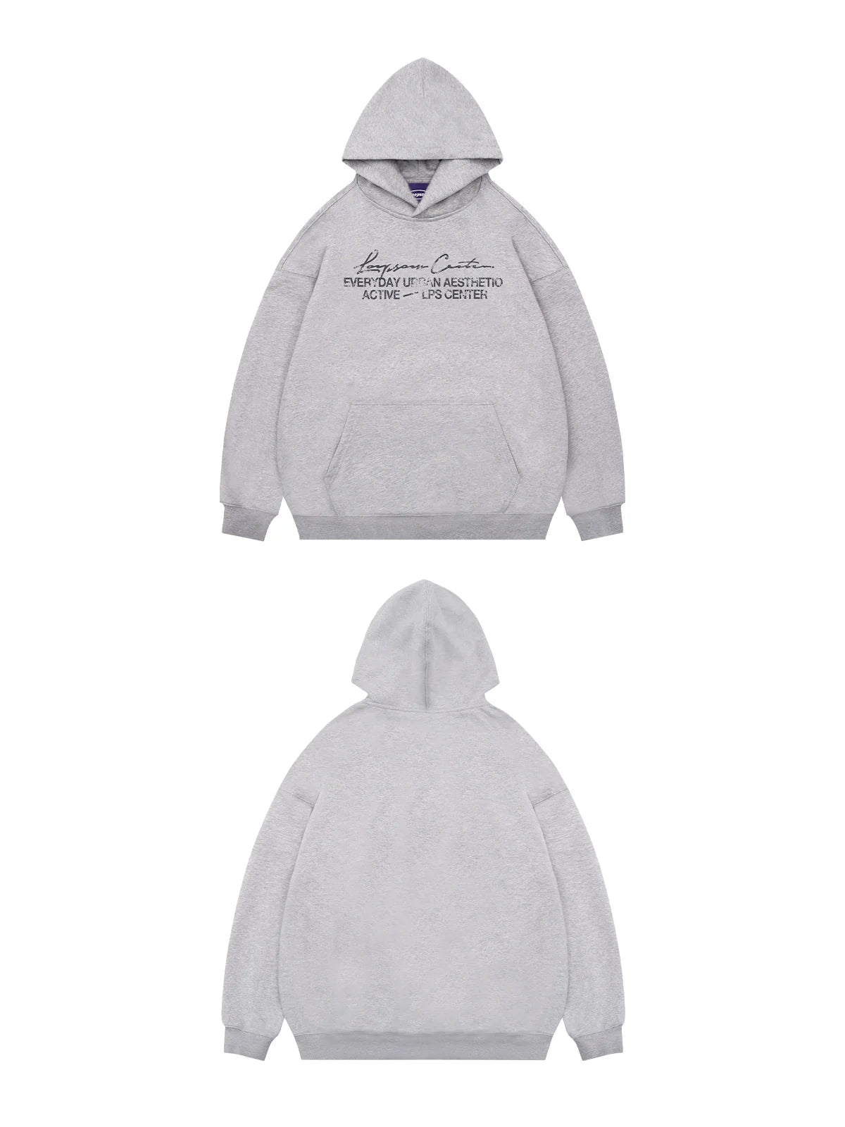 Loopsoon Line Handwritten Mottled Print Hooded Sweater