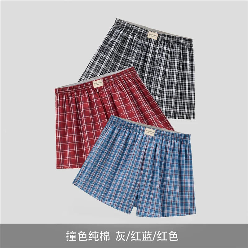 Giordano Underwear Men's Three-Pack Cotton Woven Contrast Boxers