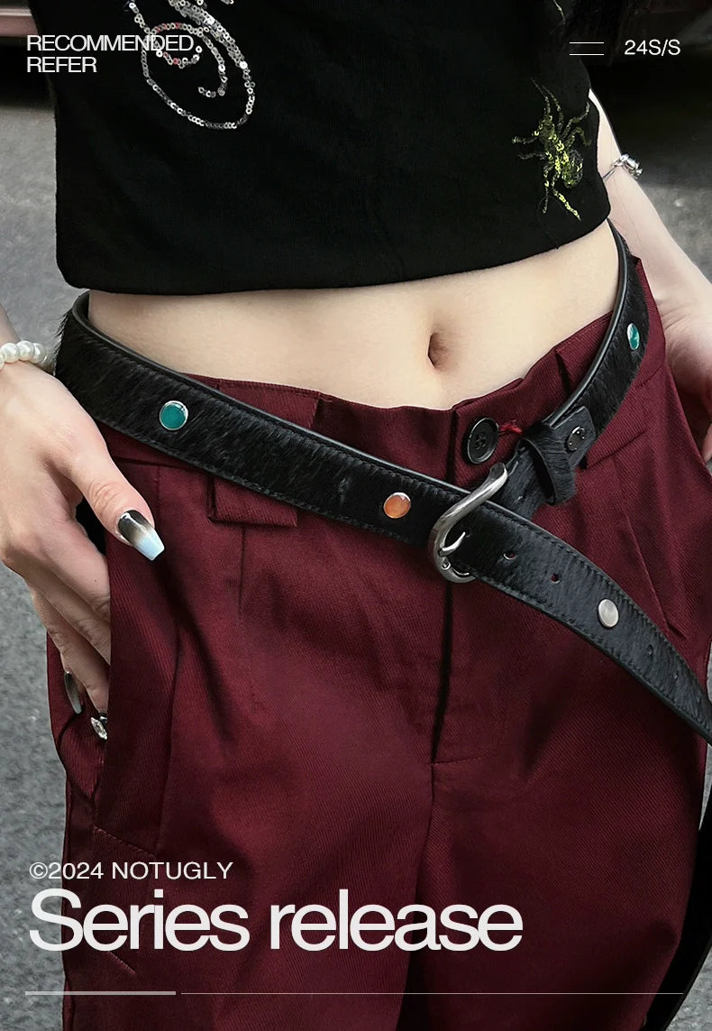 NOT UGLY Leather Hot Silver Made Old Buckle Belt