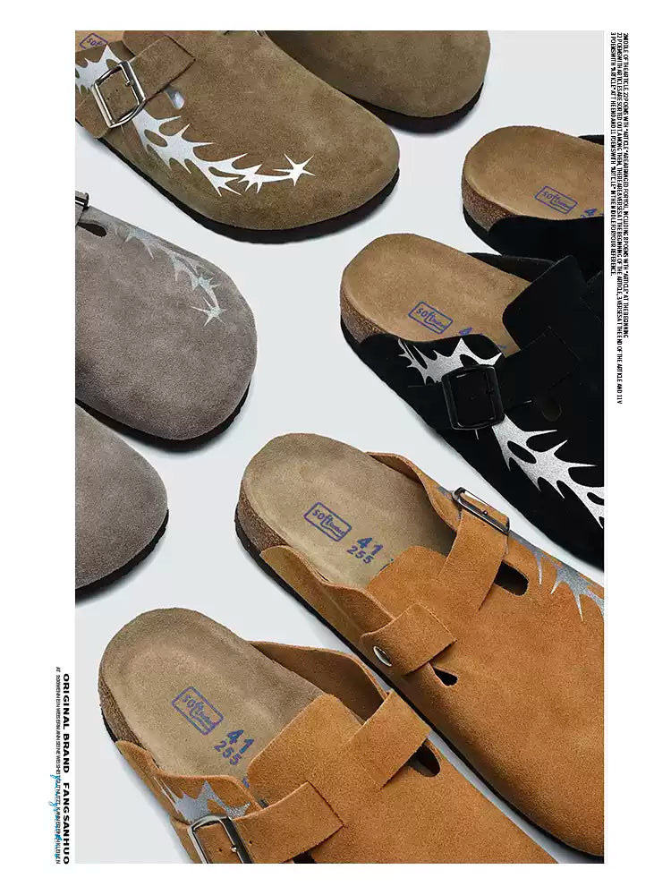 Mr.Fang flame Sanhuo Suede Flames Clogs