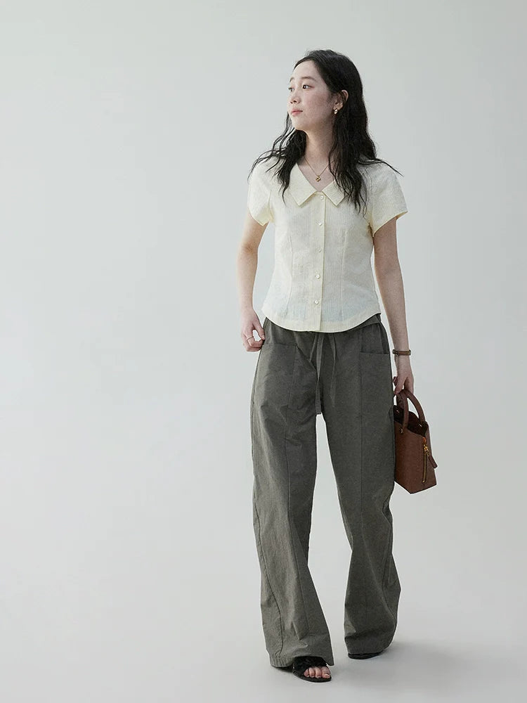 VOOE Lapel Slim Commuter Short-sleeved Shirt