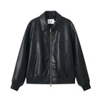 KREATE Vintage Matte Textured Split Shoulder Pu Leather Jacket