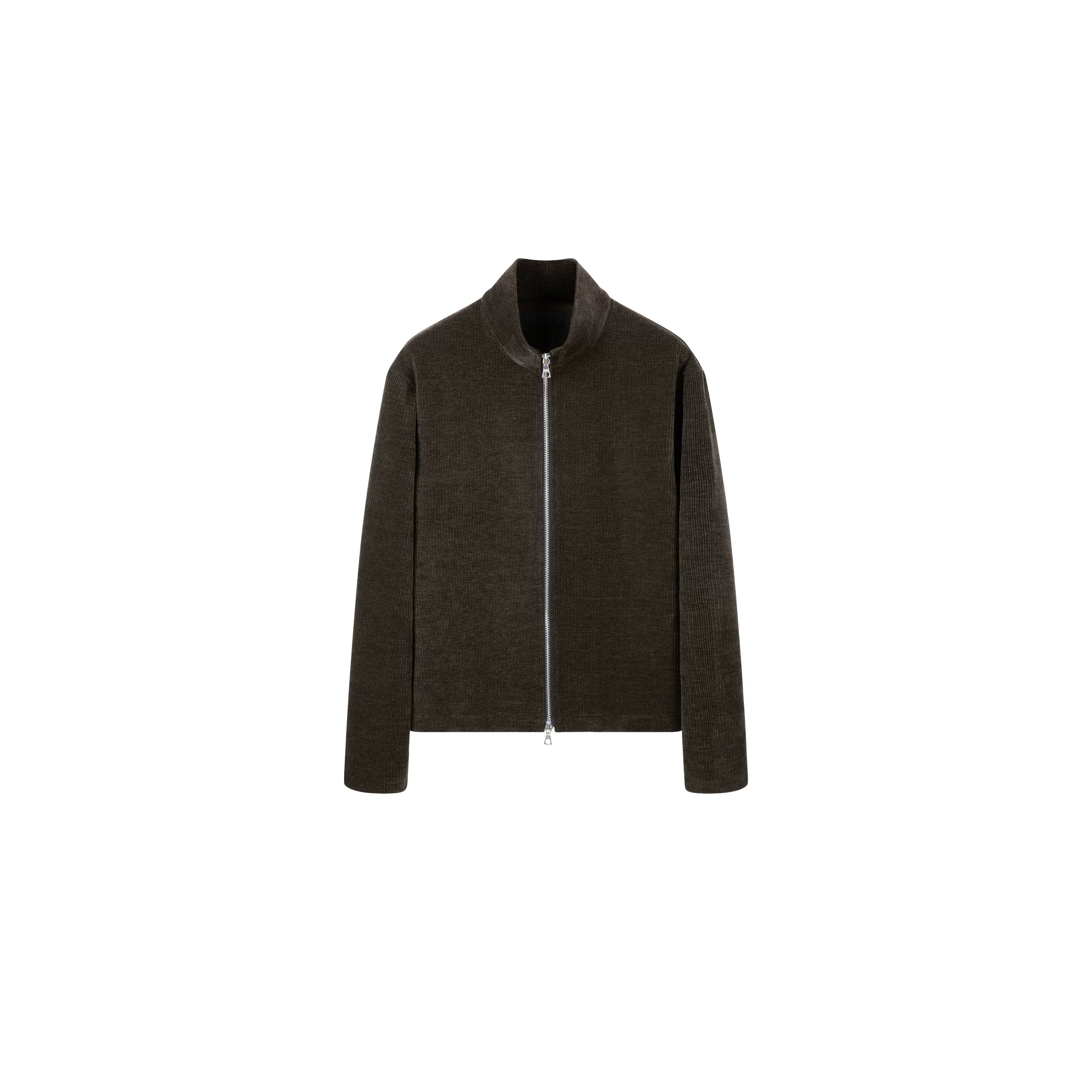 PLUS NO LOGO Striped Double Zipper Turtleneck Jacket