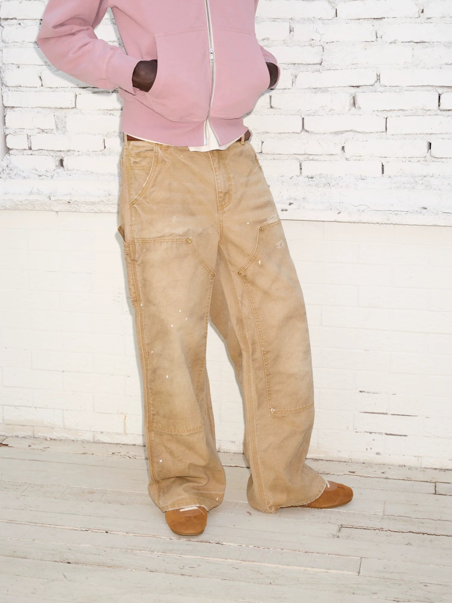 VLABMADE Old Ink Splashing A Word Straight Overalls