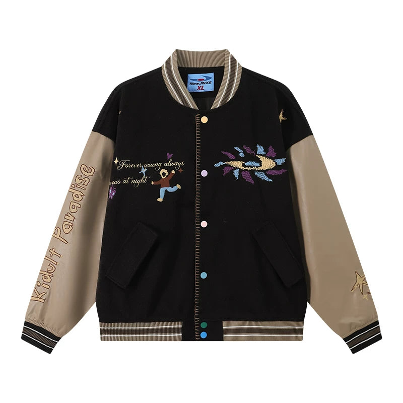 Mr. Jiangnan NewJNXS “Big Kids’ Paradise” Contrast Stitch Baseball Jacket