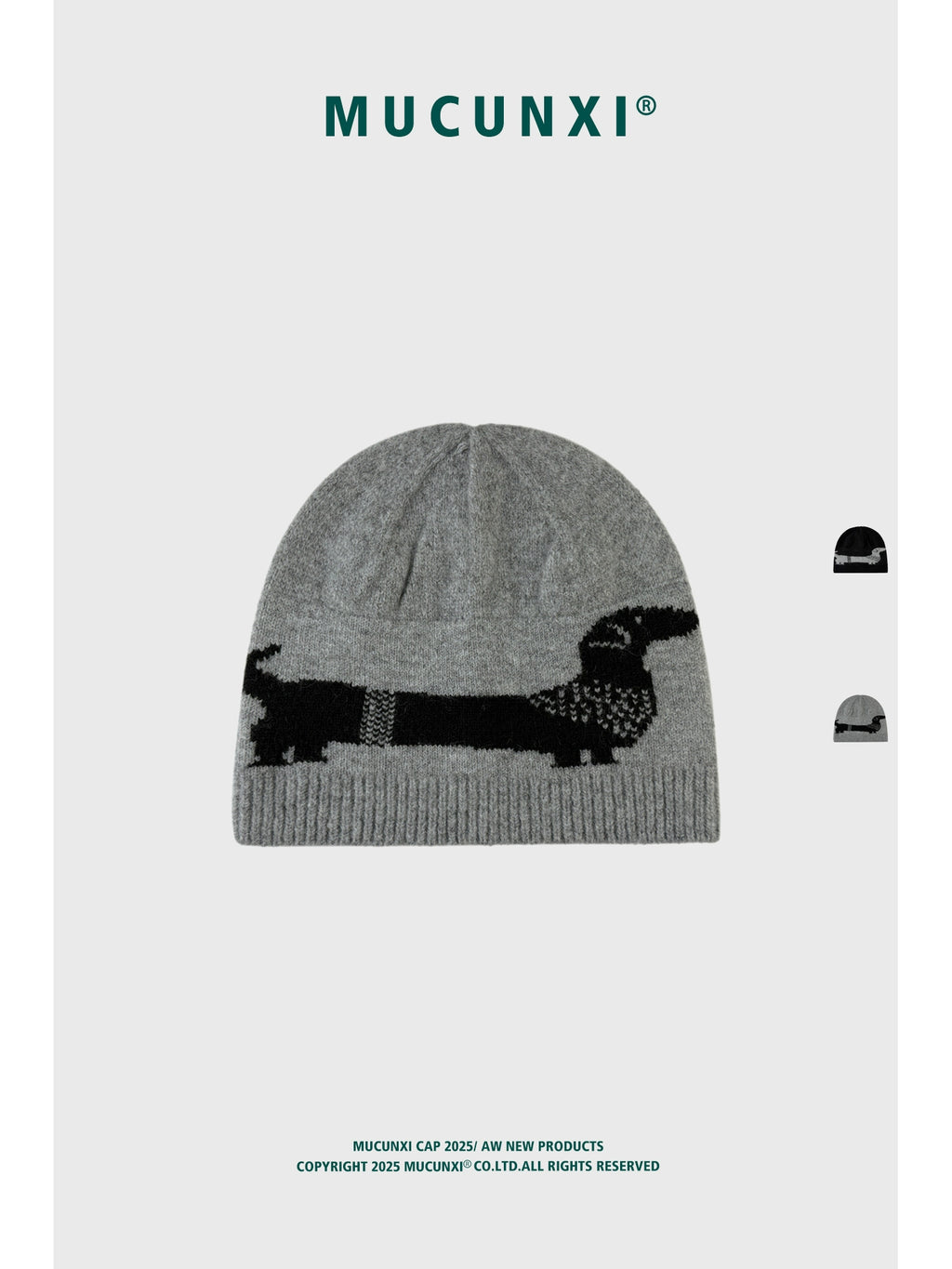 MUCUNXI Wool Blend Dachshund Jacquard Knit Beanie