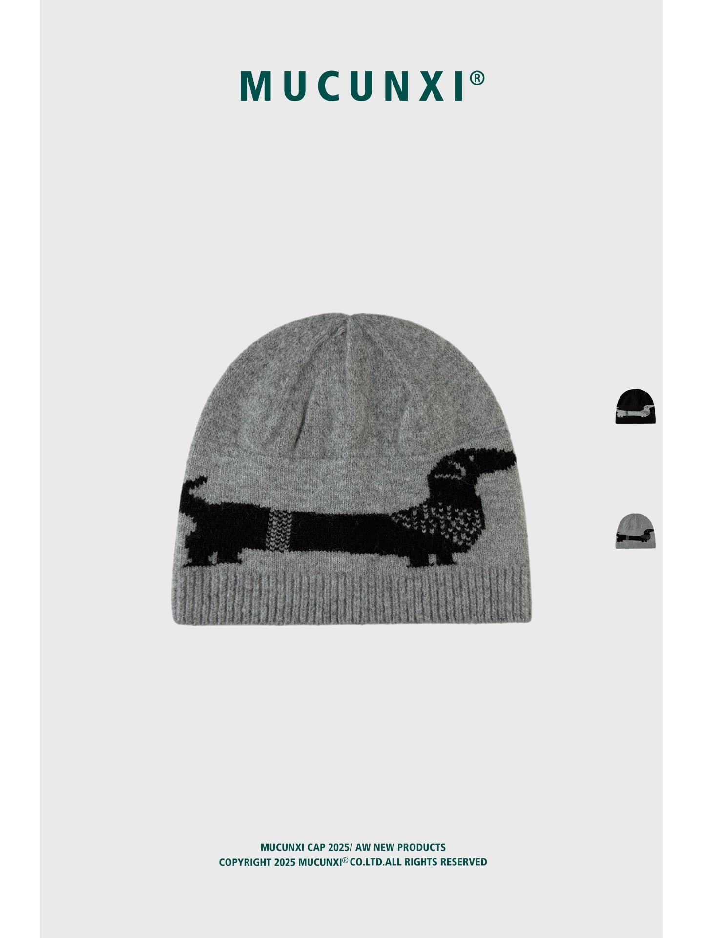 MUCUNXI Wool Blend Dachshund Jacquard Knit Beanie