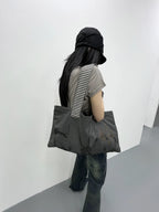 FUZZYKON Music Note Iron Nail Striped Shoulder Strap Shoulder Bag