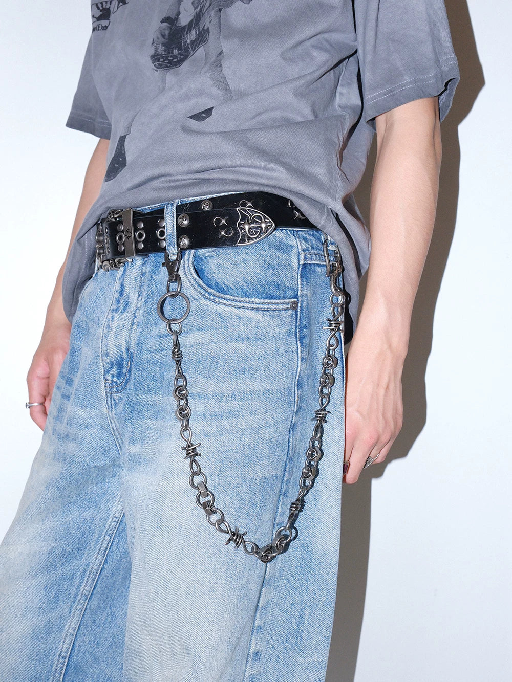 Darkblue Store Retro Silver Thorn Nut Simple Trouser Chain