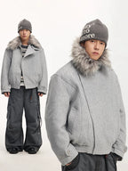 CoosRetro Winter Retro Fur Collar Parka Jacket