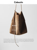 Cebostin First Layer Matte Cowhide Large Capacity Bucket Bag