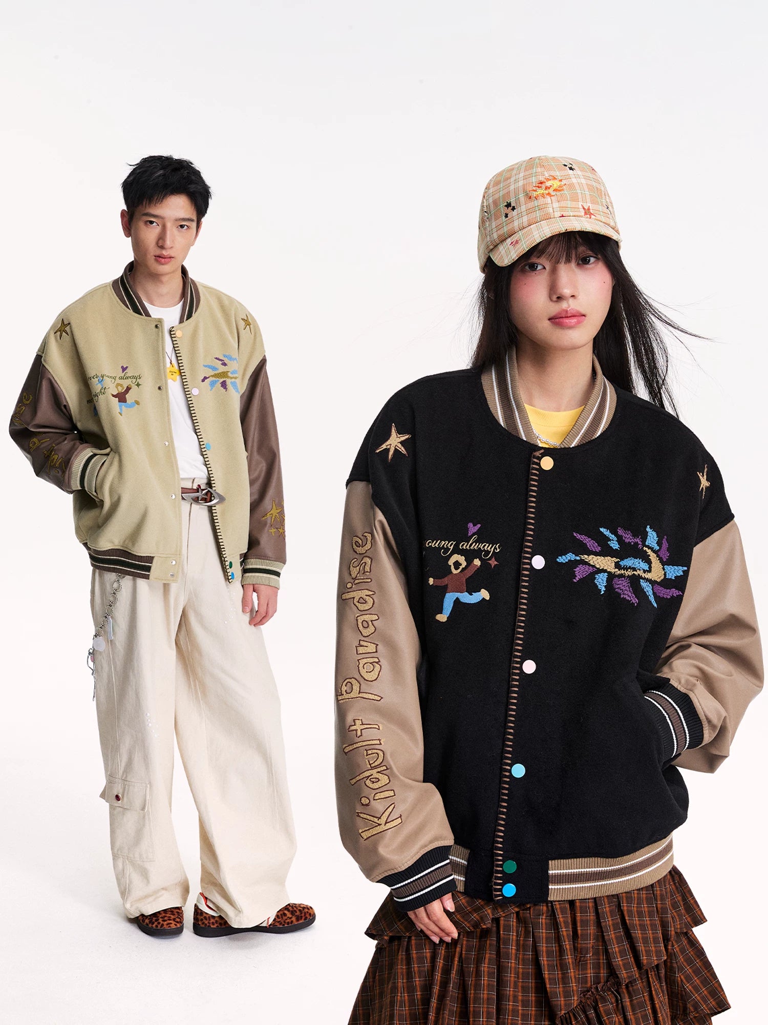 Mr. Jiangnan NewJNXS “Big Kids’ Paradise” Contrast Stitch Baseball Jacket