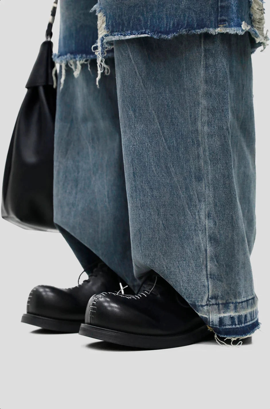 HANQIAORJI Hand-stitched First-layer Cowhide Thick-soled Big Head Shoes