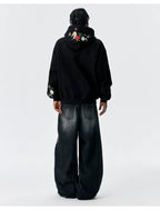 MEDM Floral Embroidered Casual Hooded Sweater