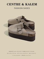 CENTREKALEM Thick-Soled Birkenstock Platform Half-Toe Slippers