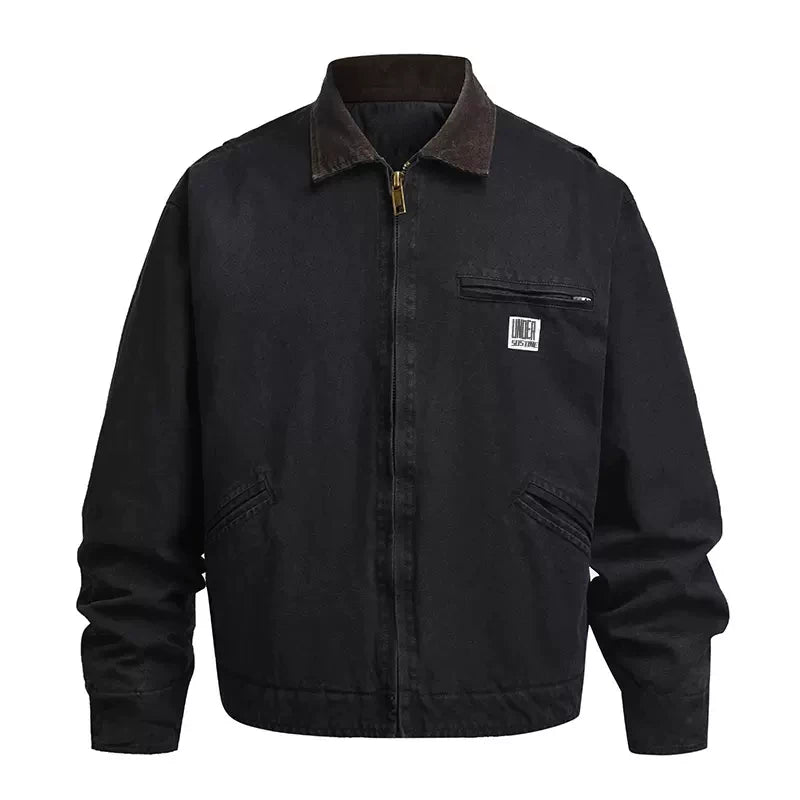 SOSTINE Washed Old Zipper Thinsulate Work Jacket