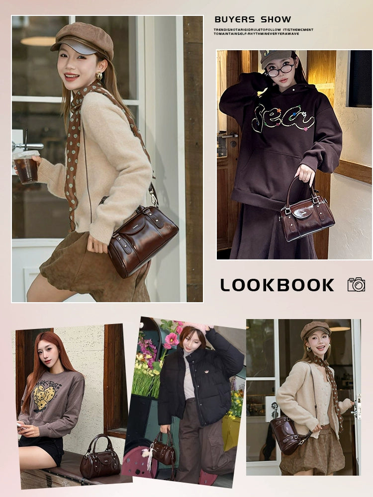 Neeley Soft Wax Leather Boston Pillow Bag