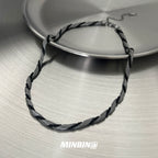 Black Silver Twist Rope Titanium Steel Clavicle Necklace