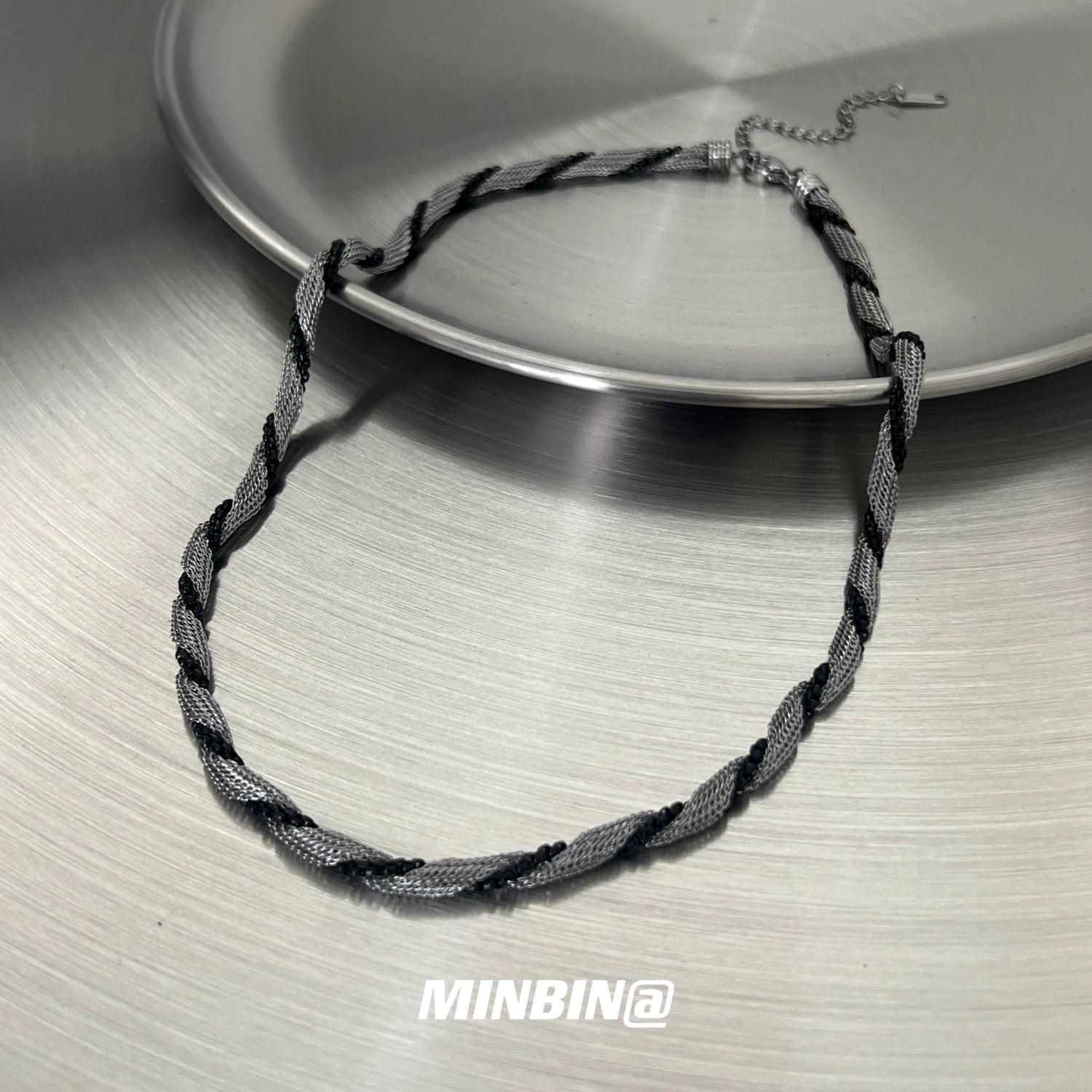Black Silver Twist Rope Titanium Steel Clavicle Necklace