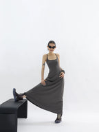 FUZZYKON Big U-neck Slim-fit I-shaped Sling Vest Dress