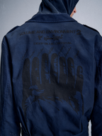 noEmosen Dirty Oil Stained Band Printed Work Jacket