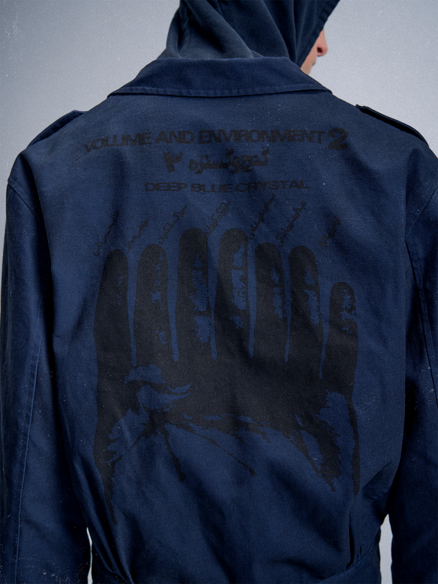 noEmosen Dirty Oil Stained Band Printed Work Jacket