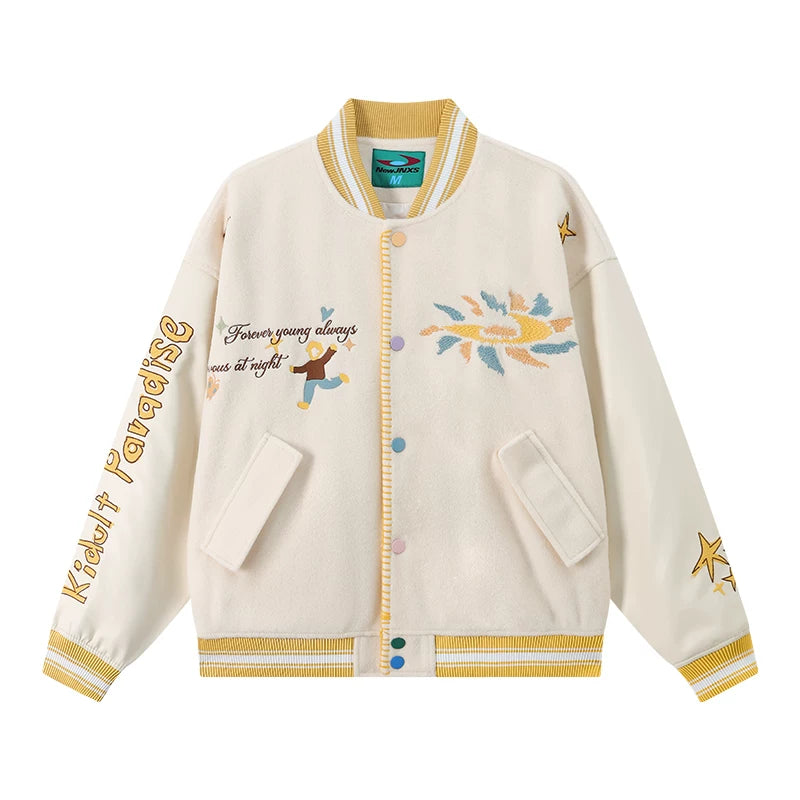 Mr. Jiangnan NewJNXS “Big Kids’ Paradise” Contrast Stitch Baseball Jacket
