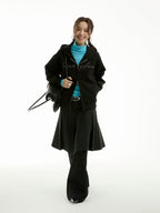 FUNKYFUN 2024AW LOGO Hot Diamond Cardigan Hooded Space Cotton Sweater Jacket