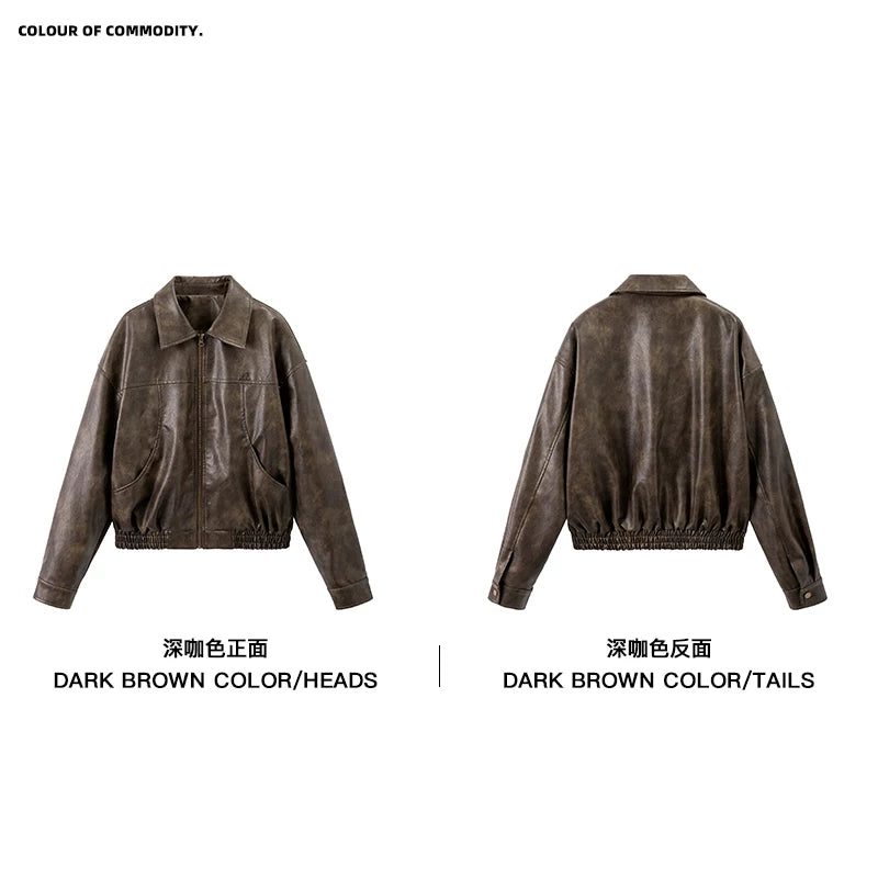 Mr. Jiangnan NewJNXS Retro Deconstructed Embroidered Leather Jacket