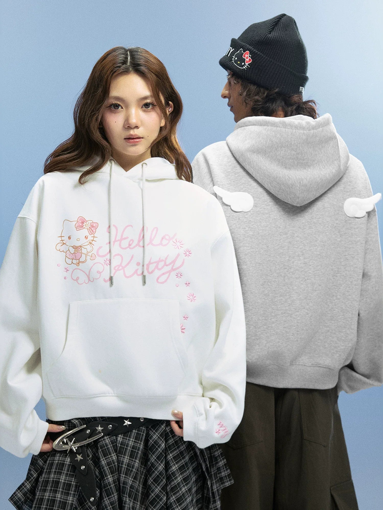 WHOOSIS Angel Embroidered Hooded Sweater