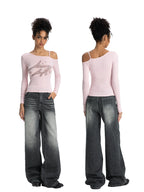 ABMY® Black Washed Straight-Wide Jeans