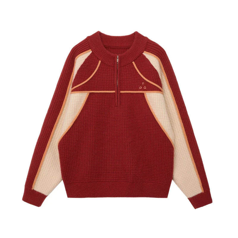 FPA Semi-zipper Sports Outdoor Contrasting Splicing Sweater
