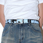 Darkblue Store Black White Cow Pattern Simple Casual Belt