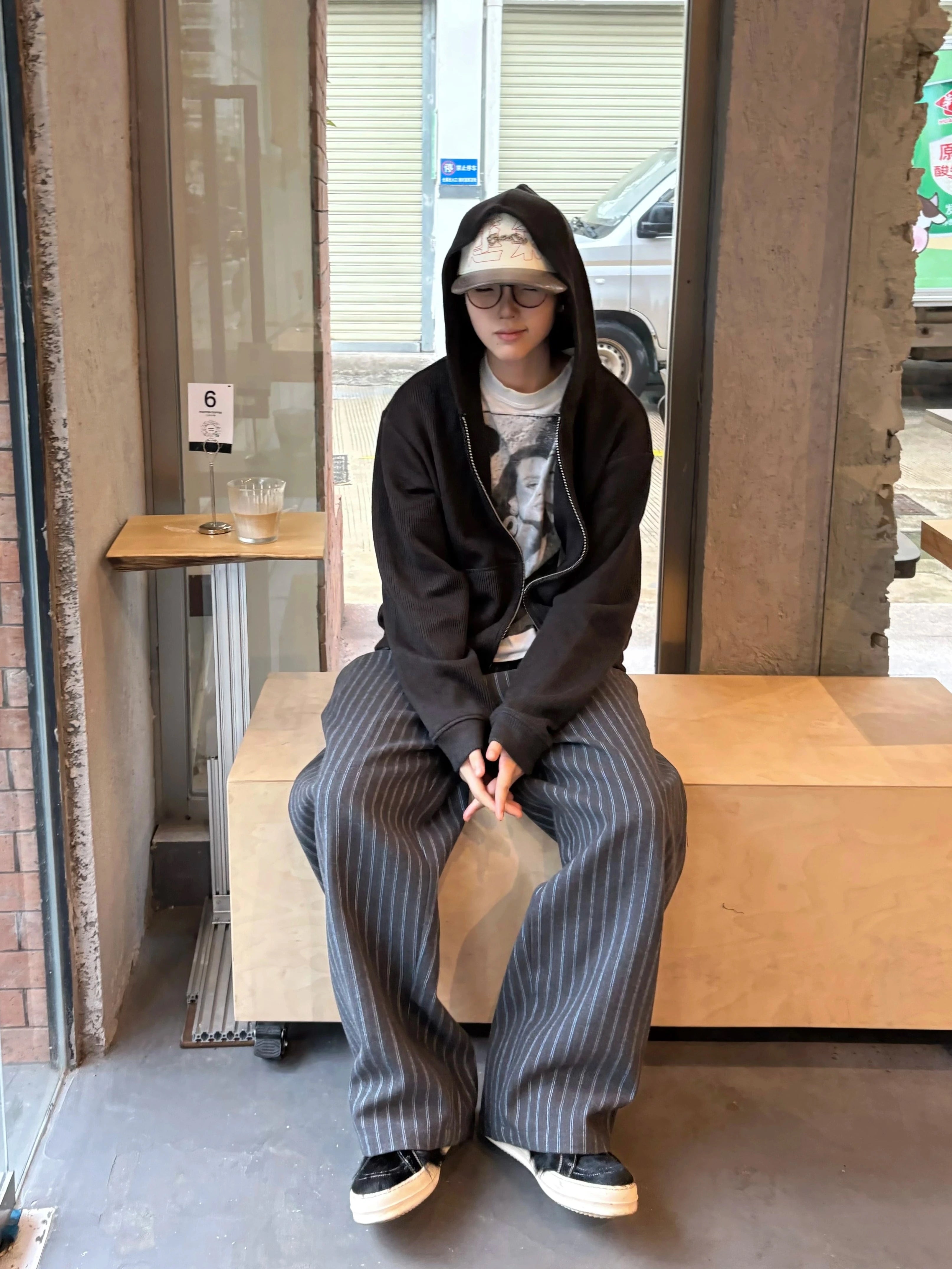 CENSMADE Wool Blend A-Line Wide-Leg Trousers