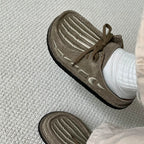 INTAO Cowhide Lace Up Birkenstock Half Slippers