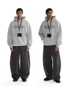 Loopsoon Line Handwritten Mottled Print Hooded Sweater