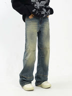 KKBBU Washed Yellow Mud Dyed Floor Length Jeans