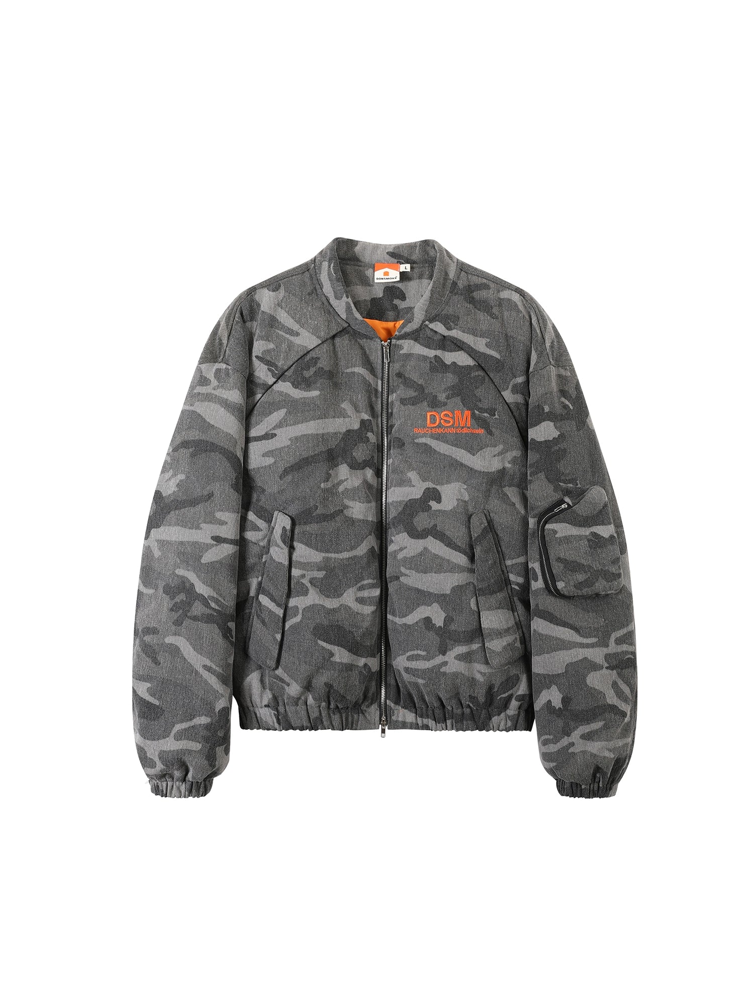 DONSMOKE Camouflage Print Lantern Scimitar Sleeve Jacket